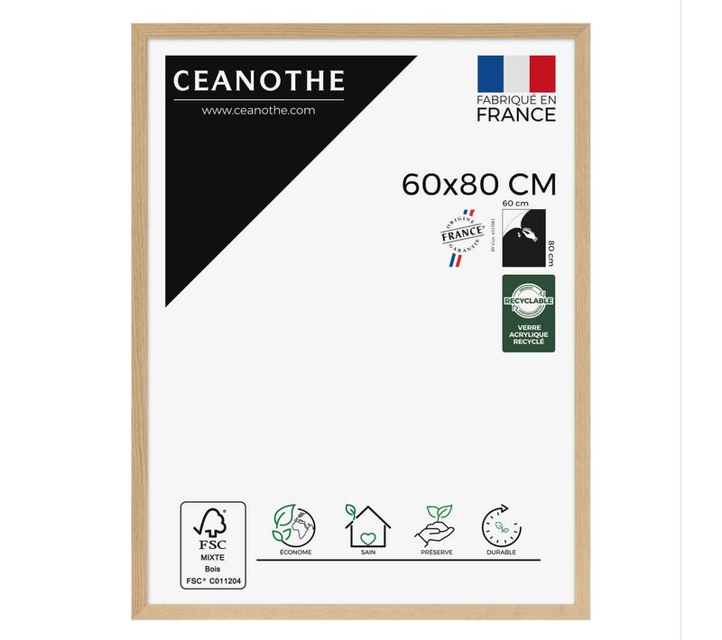 Cadre Photo  Tara 60x80 Cm Bois Brut Chêne