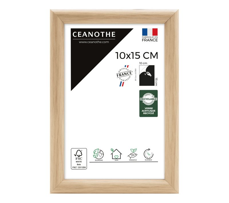 Cadre Photo Essentiel Exposition Brut 10x15 Cm Bois Clair Naturel Bois Massif Fsc