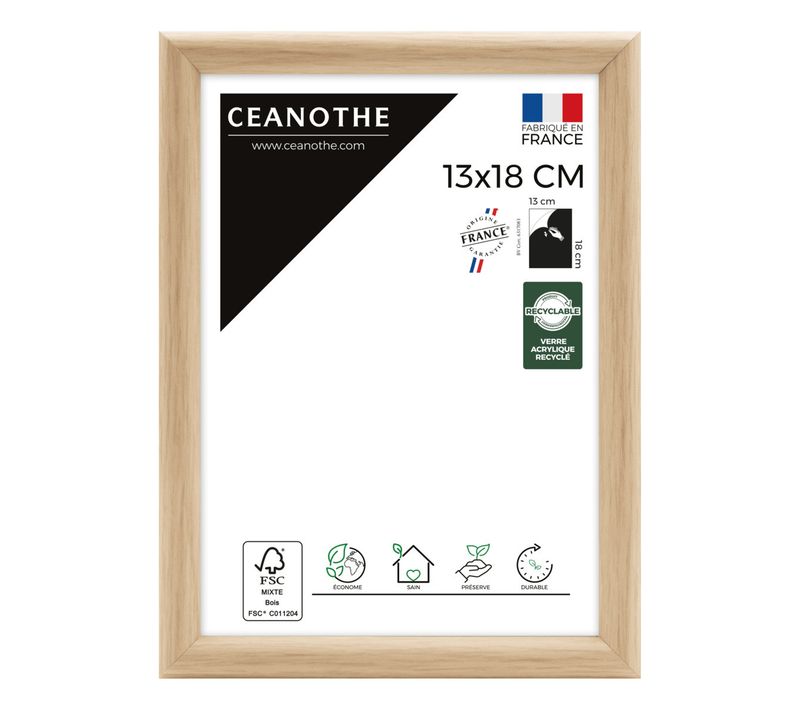 Cadre Photo Essentiel Exposition Brut 13x18 Cm Bois Clair Naturel Bois Massif Fsc