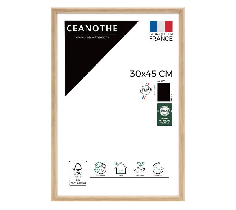 Cadre Photo Essentiel Exposition Brut  30x45 Cm  Bois Clair Naturel Bois Massif Fsc