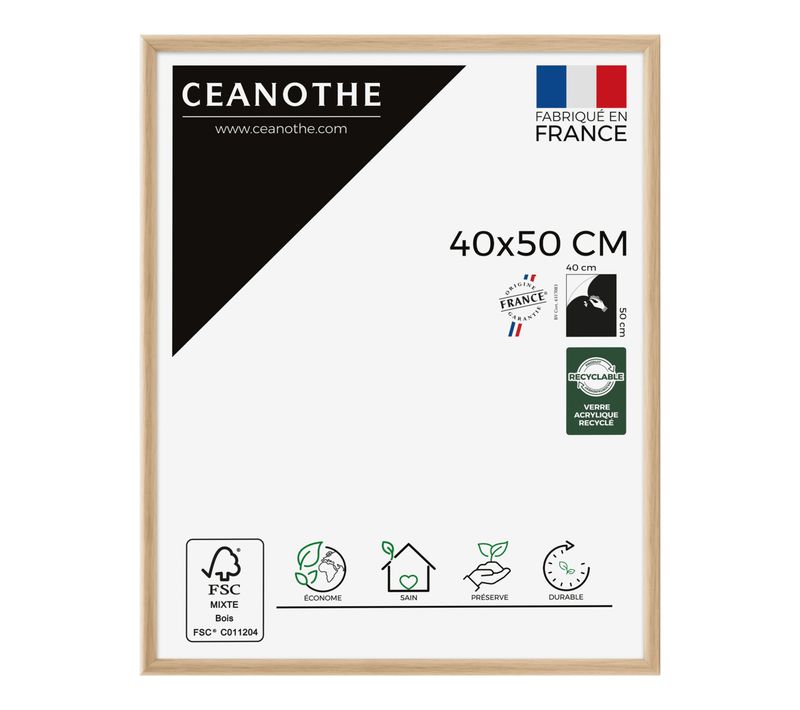 Cadre Photo Essentiel Exposition Brut 40x50 Cm Bois Clair Naturel Bois Massif Fsc