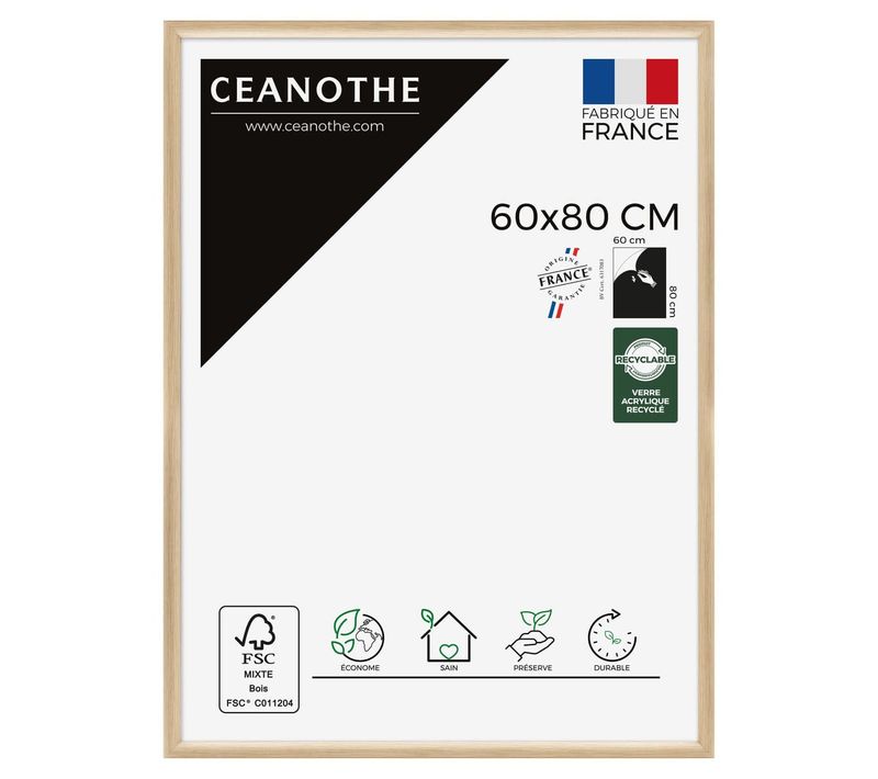 Cadre Photo Essentiel Exposition Brut 60x80 Cm Bois Clair Naturel Bois Massif Fsc