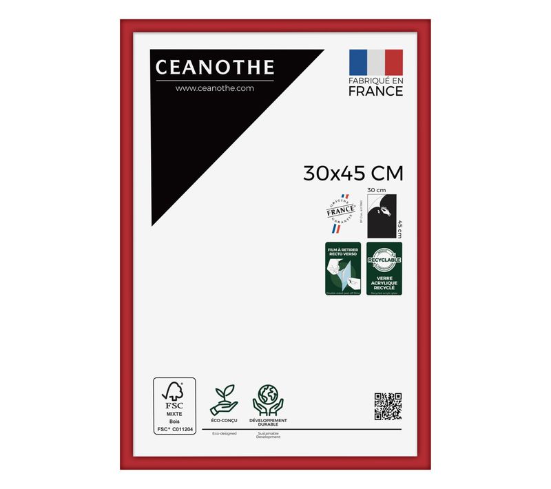 Cadre Photo Essentiel Exposition Rouge 30x45 Cm Rouge Bois Massif Fsc