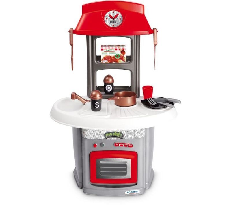 Cuisine Jouet Compacte Rouge Avec Four, Évier Et Accessoires - Dès 18 Mois