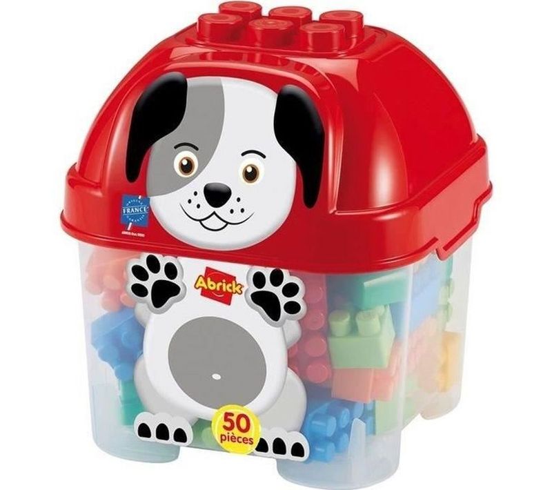 Baril Chien Abrick - 50 Briques Multicolores - Dès 18 Mois