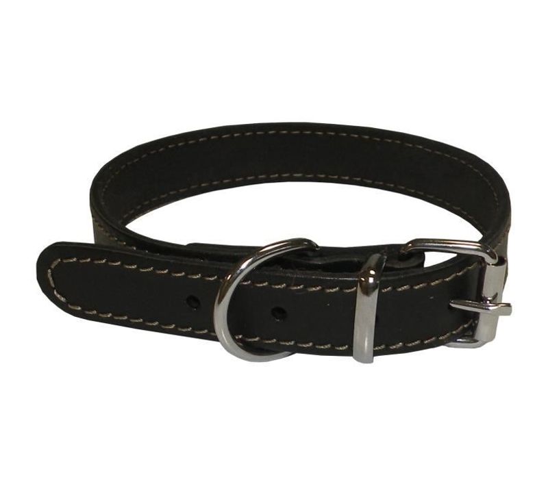 Collier En Cuir Souple Taille M 34-40 Cm Noir Pour Chien - 819025