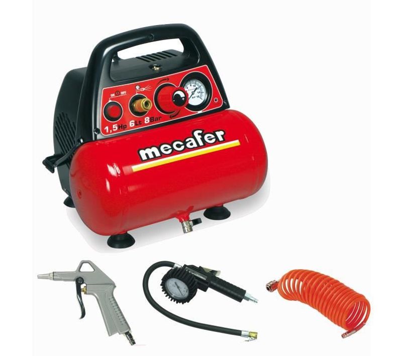 Compresseur D'air New Vento 6 L 1,5 Cv 8 Bar - Avec 3 Accessoires