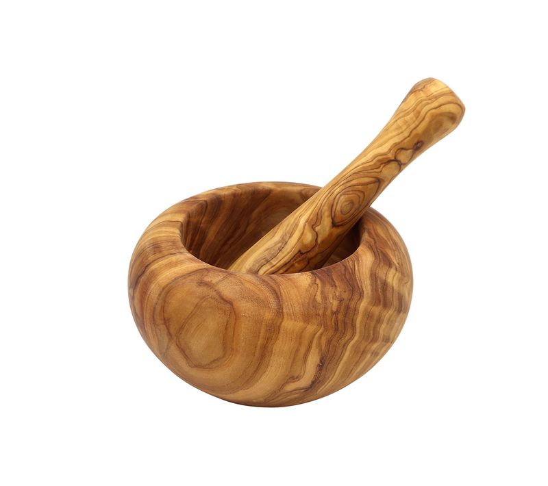 Mortier Rond 15 Cm En Olivier En Bois