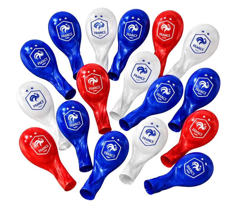 Lot De 20 Ballons Gonflables Bleu Blanc Rouge – Produit Officiel équipe De France Fff, Ballons Suppo