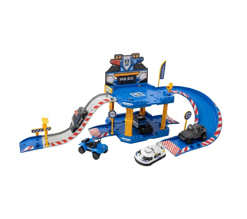 Garage De Police 40 Pièces à Assembler – Avec 1 Voiture, Rampe, Accessoires Et Autocollants, Je