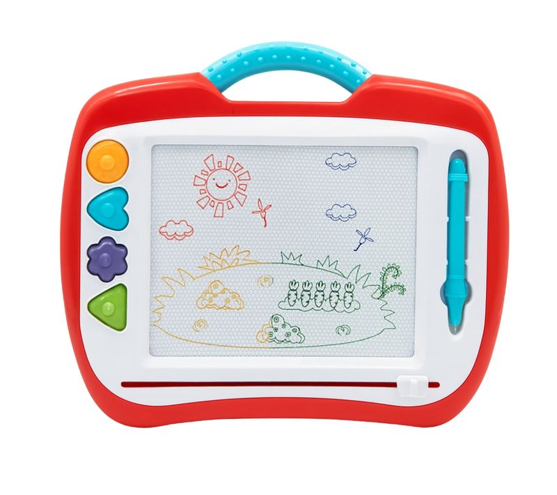 Grande Ardoise Magique Avec Stylo Et 4 Tampons Magnétiques, Formes Géométriques, Poignée De Transpor