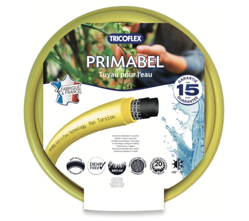 Tuyau D'arrosage Souple Multicouche D15 Mm X 25 M - Jaune 116381