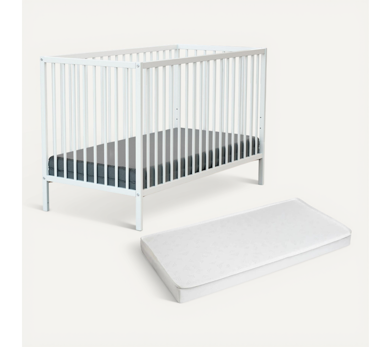 Lit Bébé En Bois Blanc 60x120 Cm