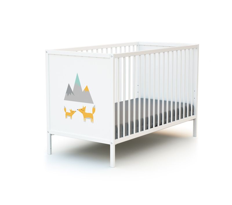 Lit Bébé En Bois Renard Blanc 60 X 120 Cm Alba
