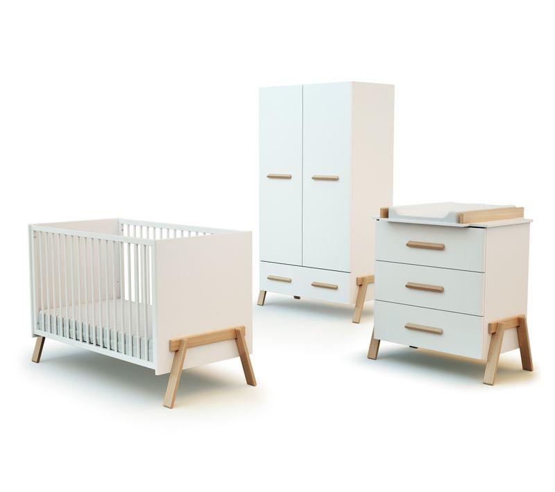 Chambre Bébé Lit, Commode à Langer 3 Tiroirs Et Armoire Canaille Bois