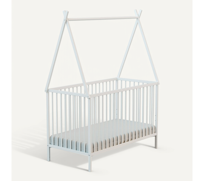 Lit Tipi 60x120 En Bois Avec Toit Blanc One
