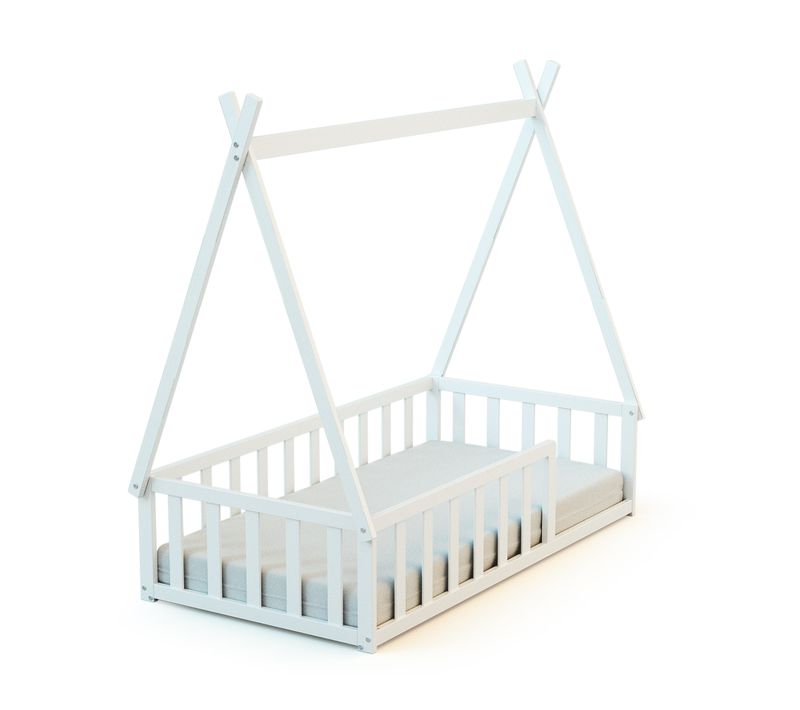 Lit Tipi Au Sol 70 X 140 En Bois Blanc