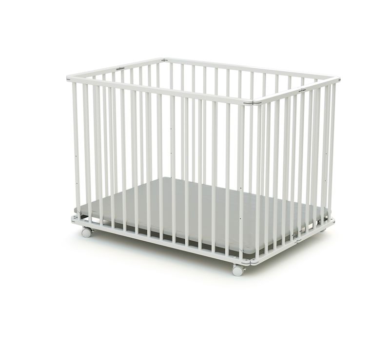 Parc Bébé Pliant En Bois Avec Roulettes Blanc 70 X 100 Cm Cali