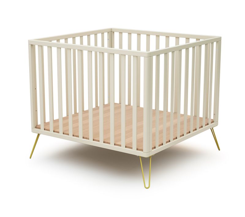 Parc Bébé En Bois Only Blanc Et Jaune 100 X 100 Cm