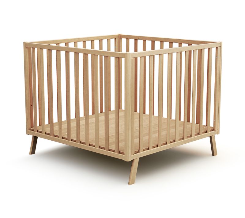 Parc Bébé Évolutif En Bois Kasa Hêtre Verni 100 X 100 Cm