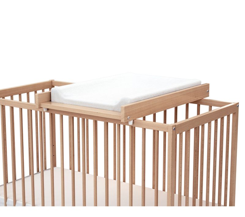 Plan à Langer Amovible Pour Lit Bébé En Bois Mona Hêtre Verni 60 X 120 Cm
