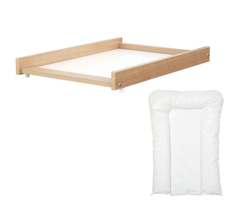 Plan à Langer Amovible Avec Matelas Pour Lit Bébé En Bois Mona Hêtre Verni