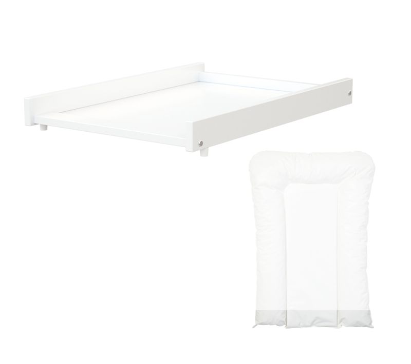Plan à Langer Amovible Avec Matelas Pour Lit Bébé En Bois Mona Blanc