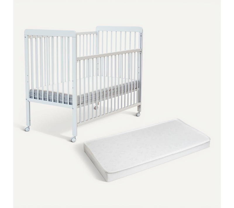 Lit Bébé Coulissant En Bois Avec Matelas En Bois Livo Blanc 60 X 120 Cm