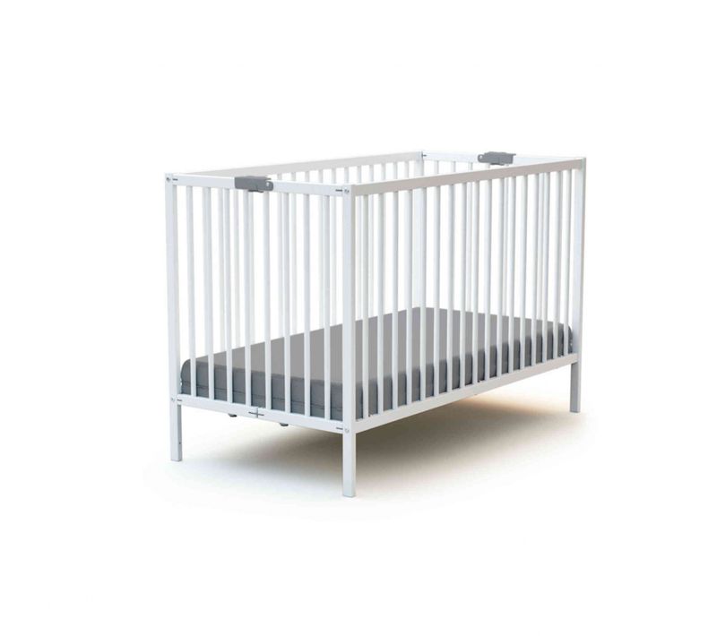 Lit Bébé Pliant Blanc En Bois Massif 60x120