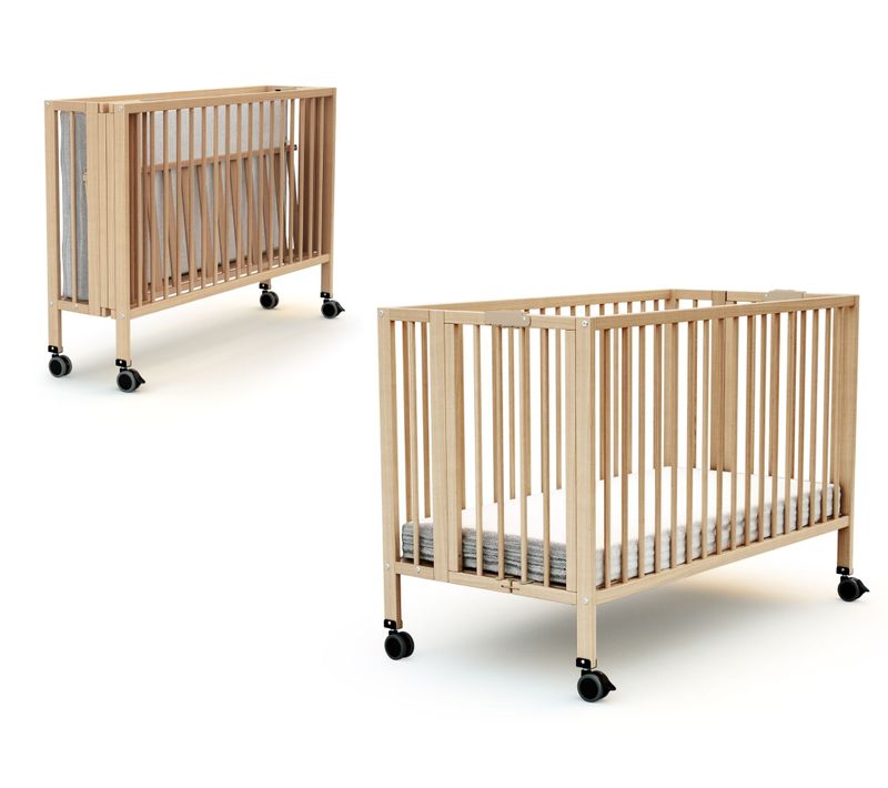 Lit Bébé Pliant En Bois Flow Pro Hêtre Verni 60 X 120 Cm