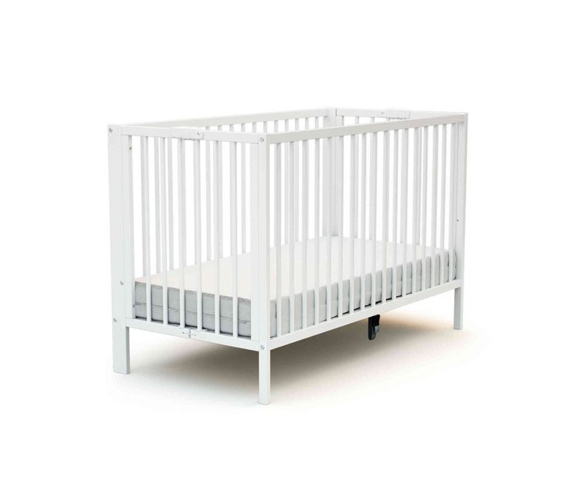Lit Bébé Pliant En Bois Blanc Réglable En Hauteur 60x120