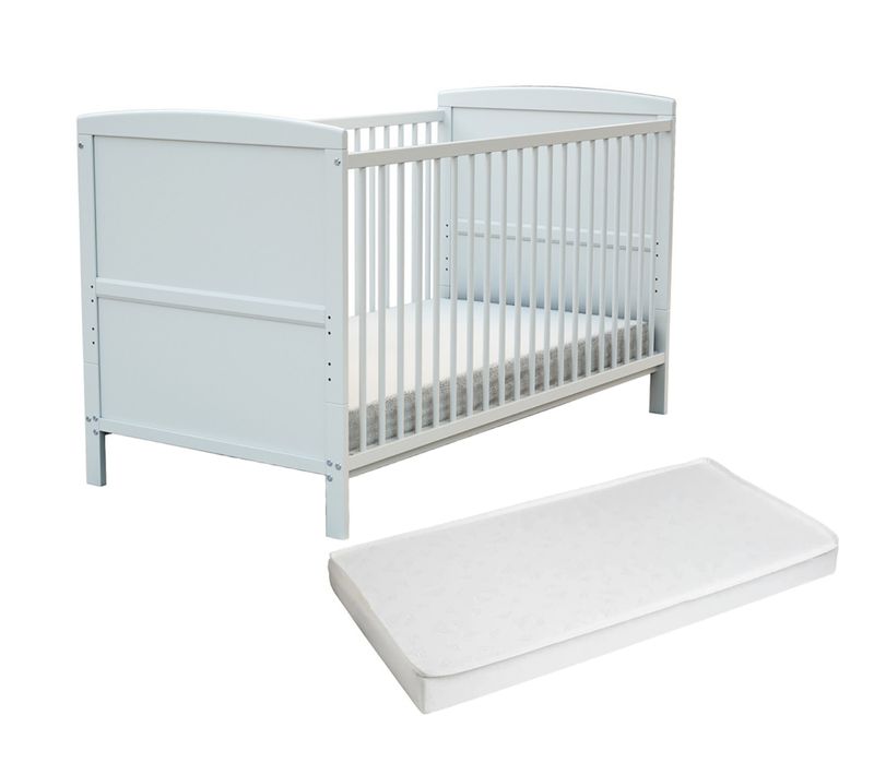 Lit Bébé Évolutif En Bois Avec Matelas En Bois Essentiel Blanc 70x140 Cm