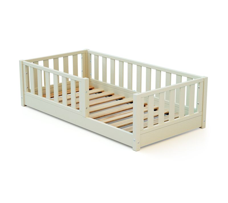 Lit Enfant Au Sol En Bois Sonho Mini - 70x140 - Blanc Perle