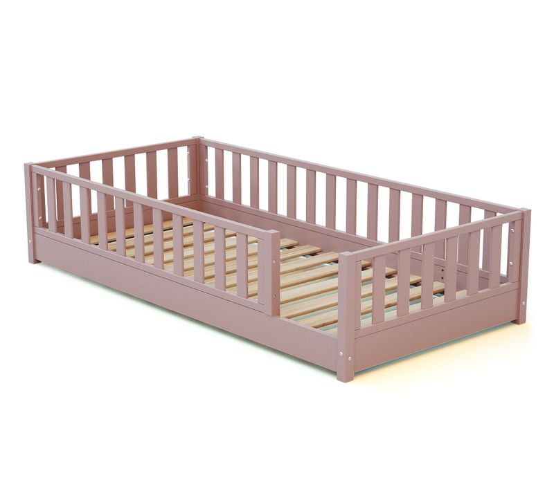 Lit Au Sol Enfant En Bois Sonho - 90x190 - Rose Poudré