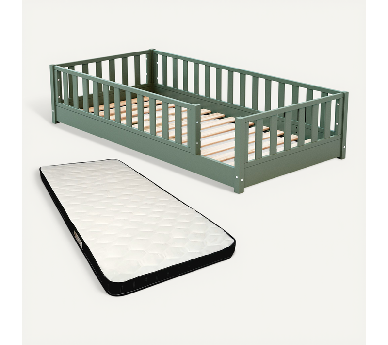 Jurababy - Lit Au Sol Enfant En Bois Sonho Avec Matelas - 90x190