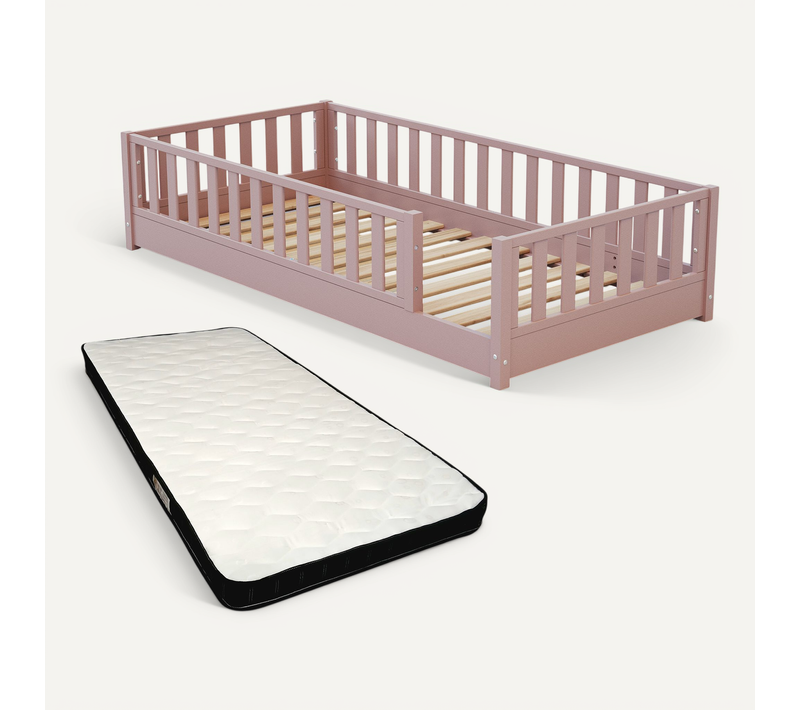 Jurababy - Lit Au Sol Enfant En Bois Sonho Avec Matelas - 90x190