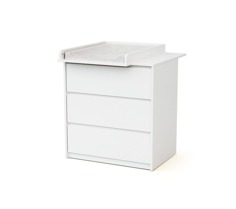 Commode Bébé 3 Tiroirs Avec Plan à Langer En Bois 50 Cm Uno - Blanc