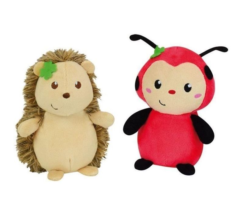 Silence Ca Pousse Lot De 2 Pots Du Jardinier Avec Peluches +/- 13 Cm : Coccinelle Et Hérisson