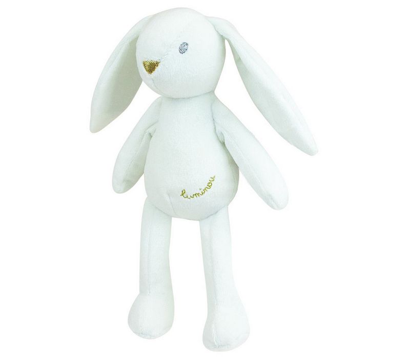 Luminou Peluche Doudou Lapin Blanc Tout Doux Lumineux Et 20 Cm