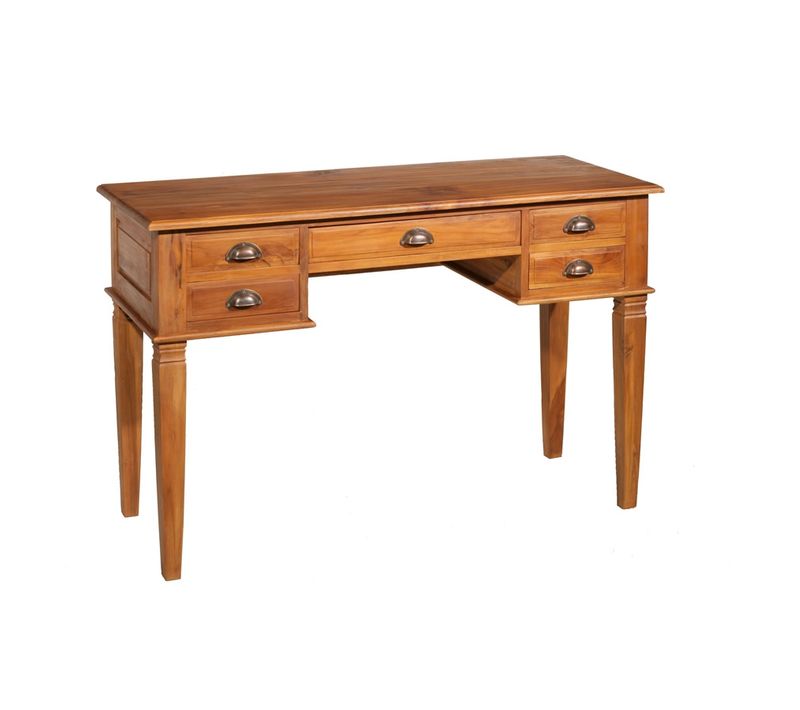 Api - Bureau 5 Tiroirs Marron Bois Teck