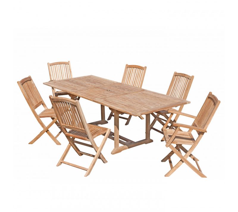 Harris - Salon De Jardin En Bois Teck 8/10 Pers - Ensemble De Jardin - 1 Table Rectangulaire Extens