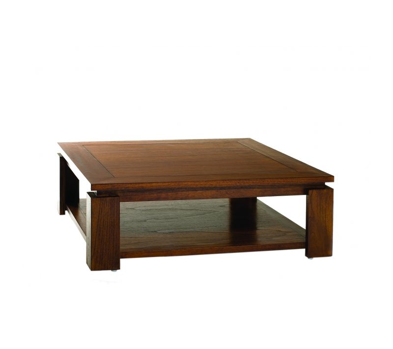 Lauren - Table Basse Carrée Marron Sous Plateau 90x90cm Bois Mindi