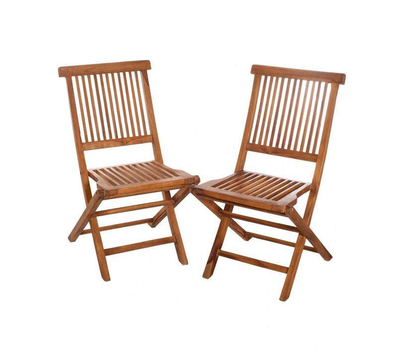 Maeva - Ensemble De 2 Chaises De Jardin Java En Bois Teck Huilé