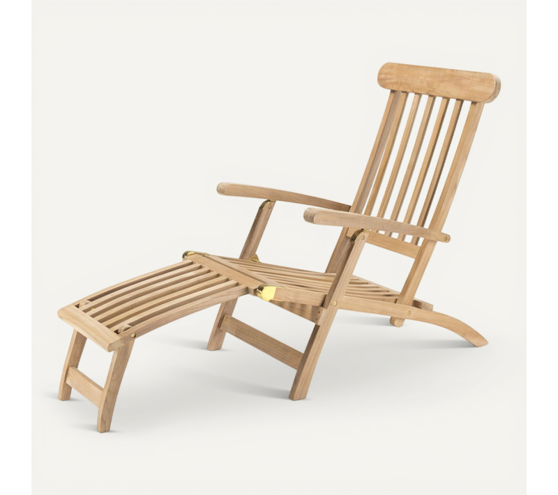 Fun - Chaise Longue De Jardin En Bois Teck Brut