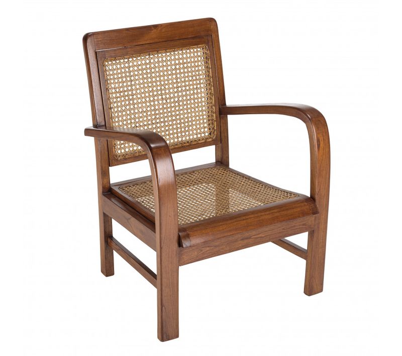 Eris - Fauteuil Mindi Et Cannage Bois Foncé