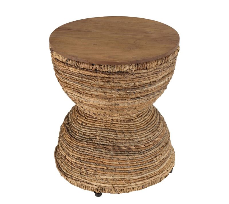 Sixtine - Tabouret Assise En Bois De Teck Recyclé