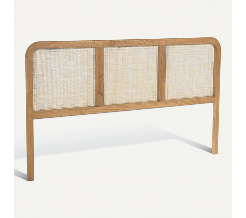 Amy - Tête De Lit En Bois De Mindi Et Rotin Naturel Pour Lits 140/160cm Amy