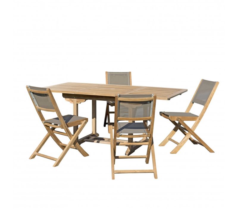 Harris - Salon De Jardin En Bois Teck 4/6 Pers - Ensemble De Jardin - 1 Table Rectangulaire Extensi