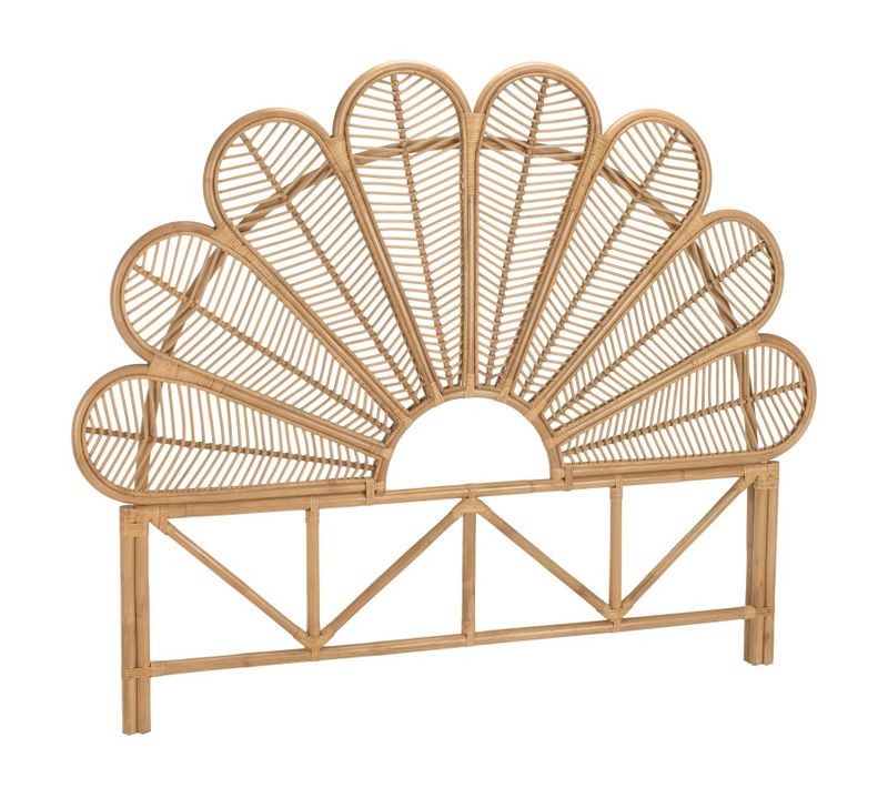 Kally - Tête De Lit Demi-lune 140/160cm 'fleur' Rotin Couleur Beige