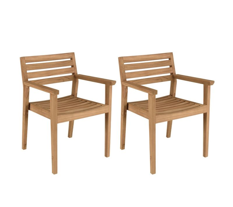 Kally - Lot De 2 Fauteuils De Jardin En Bois Teck